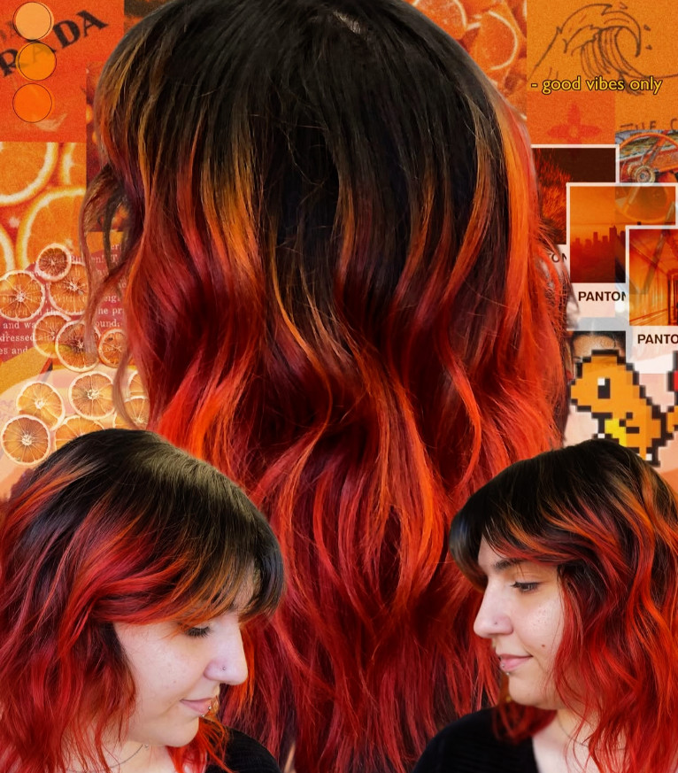 Stylish layered haircut with color